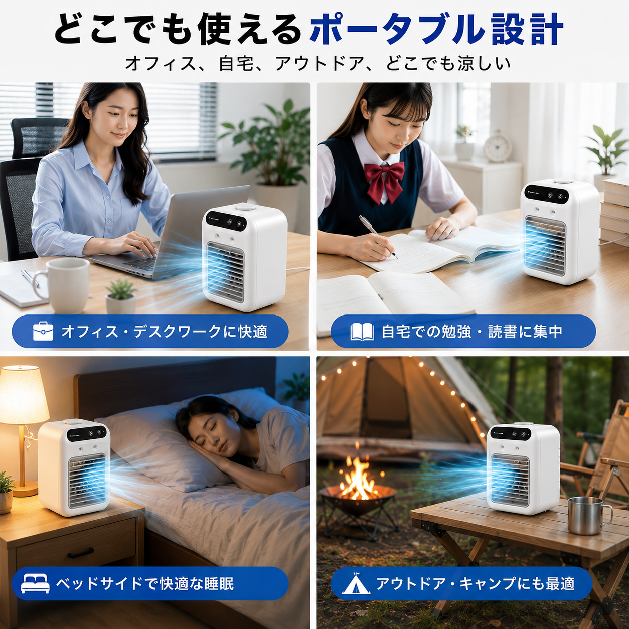 涼風くん™ 送風・冷風・ミスト加湿を1台で実現する多機能ポータブルクーラー