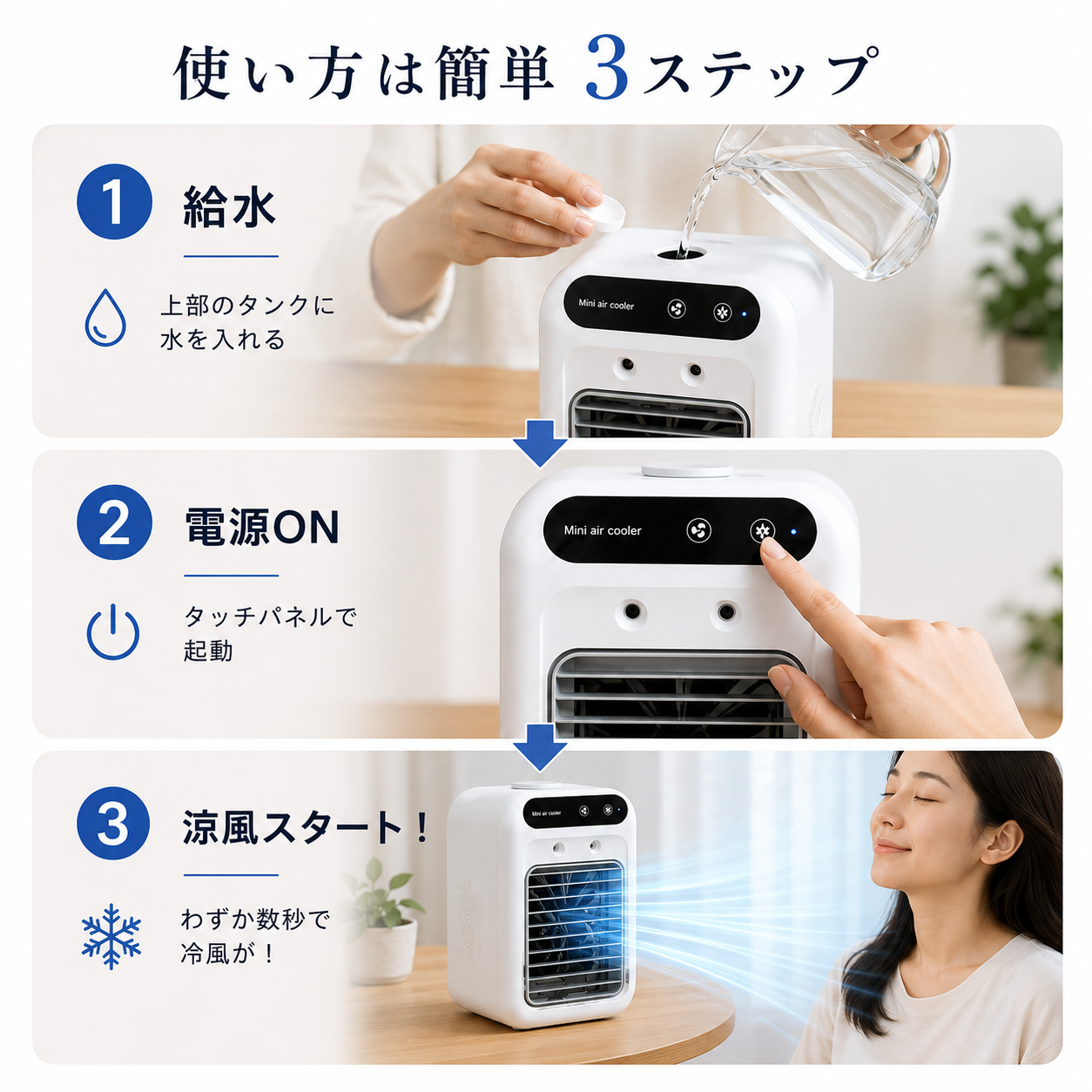 涼風くん™ 送風・冷風・ミスト加湿を1台で実現する多機能ポータブルクーラー