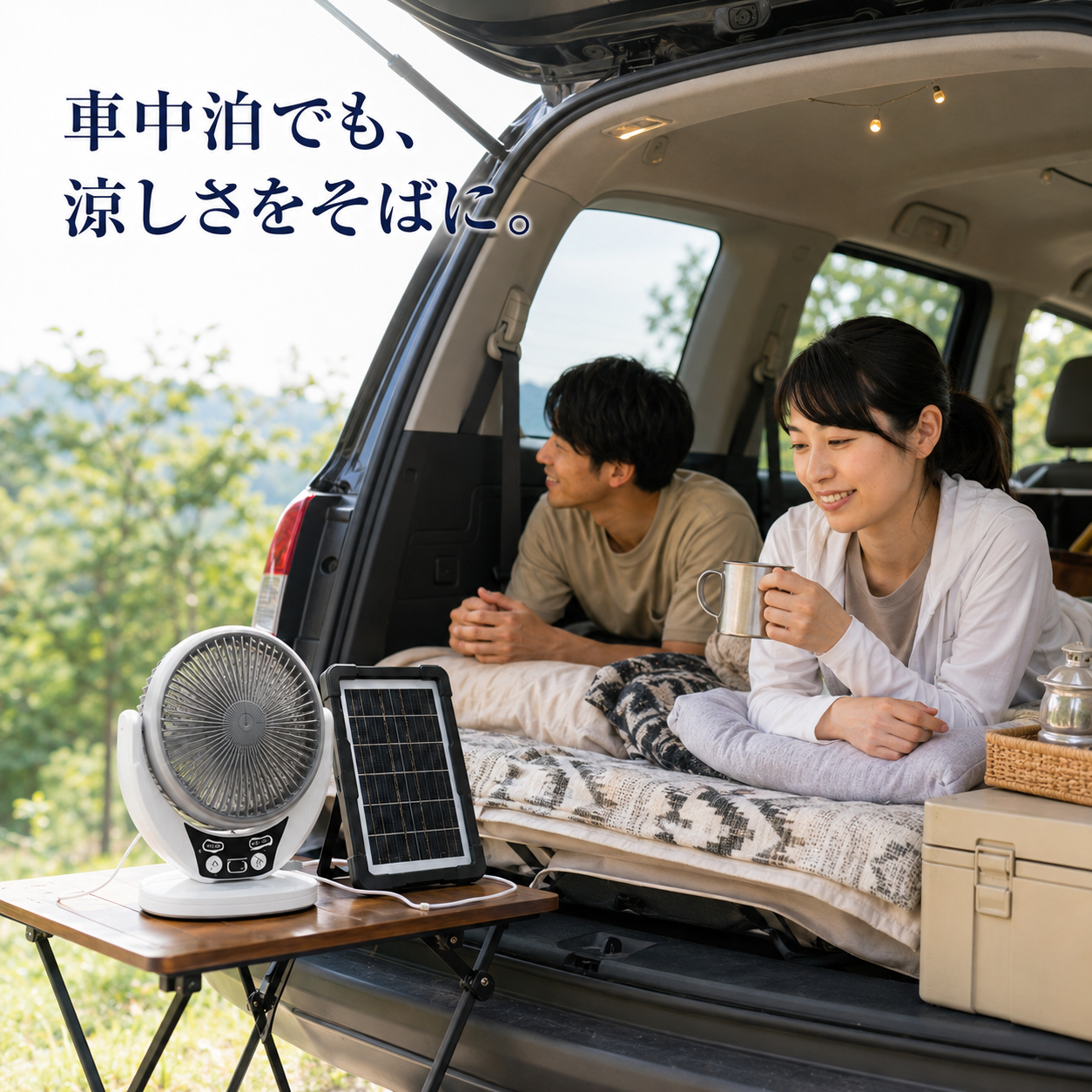 SolarAir™ 車中泊と夏キャンプのための、静かなソーラーファン。